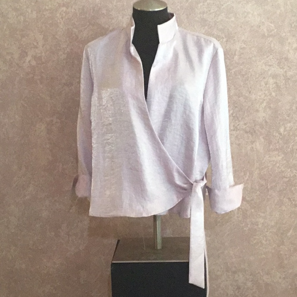 Coldwater Creek lavender shimmering top. Wedding guest. PXL